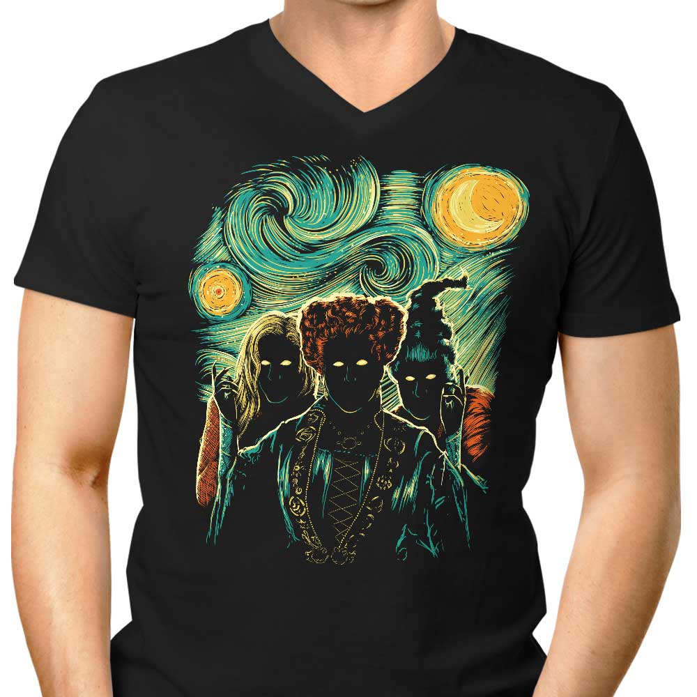Ddjvigo Men's Stylish V-Neck for Salem Night