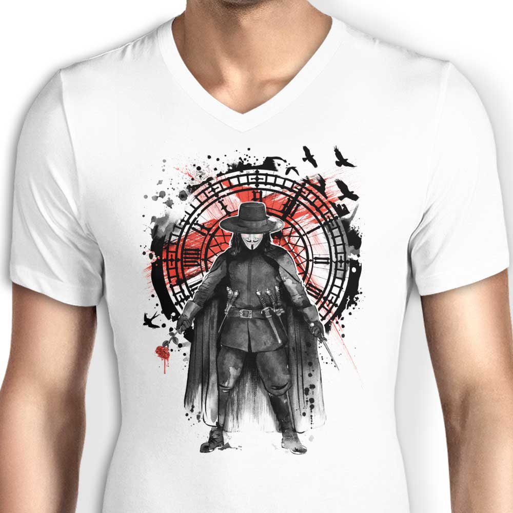 Stylish Men's V-Neck T-Shirt - God Is In The Rain