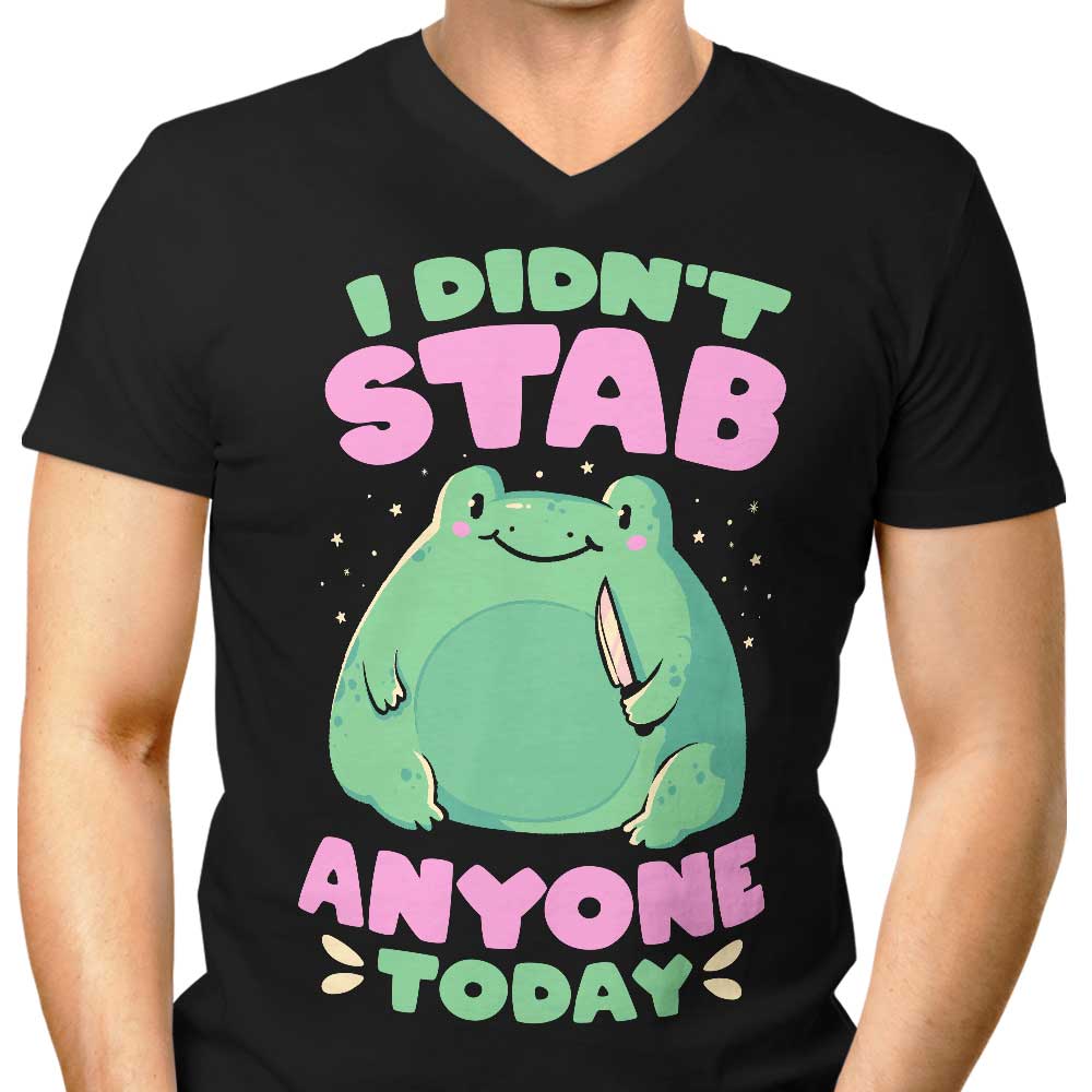 Men's Stylish V-Neck T-Shirt - 'I Didn't Stab Anyone'