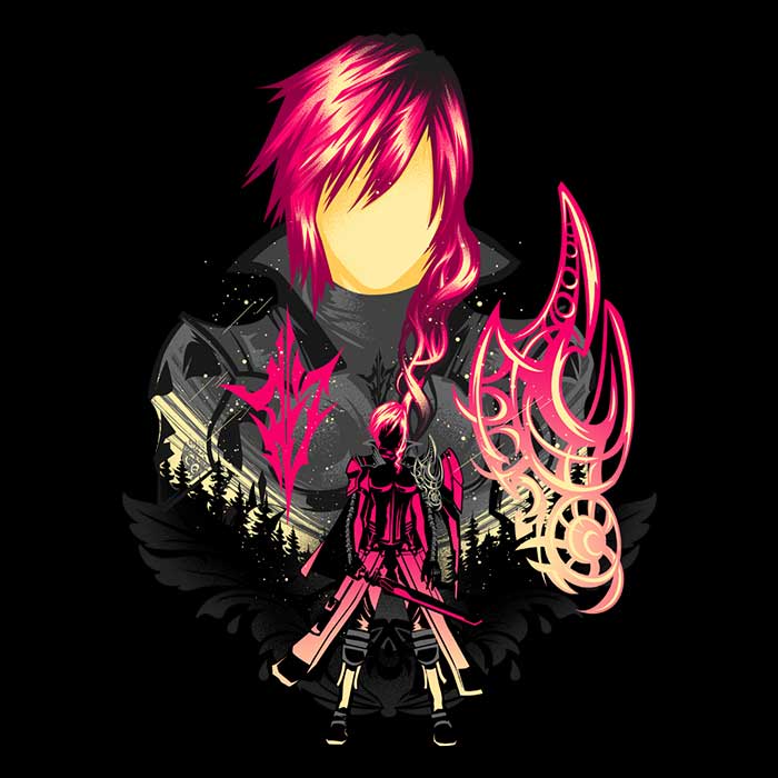 Pink Lightning Design Ringer Style T-Shirt