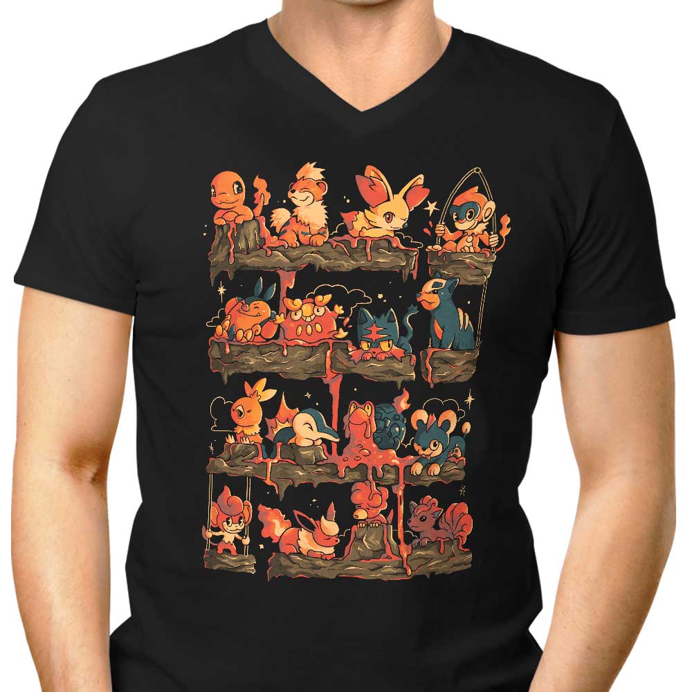 Men's Stylish V-Neck Fire Shelf T-Shirt