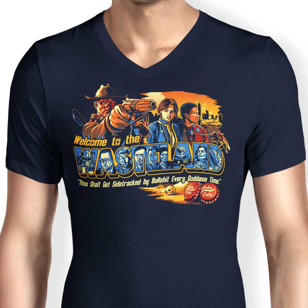 Men's Stylish V-Neck T-Shirt: Welcome to the Wasteland