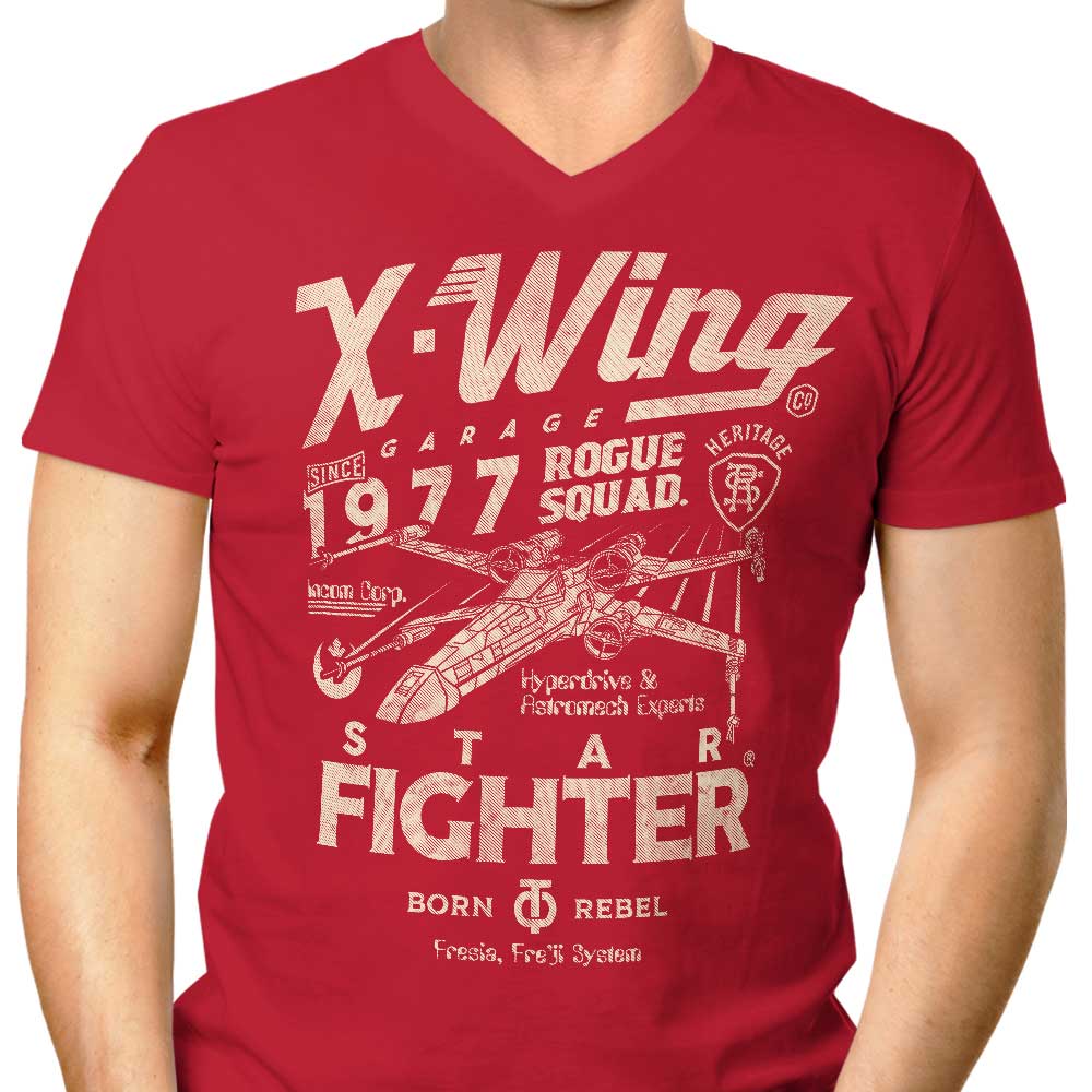 Arinesart's Men's Stylish V-Neck Star Fighter Garage T-Shirt