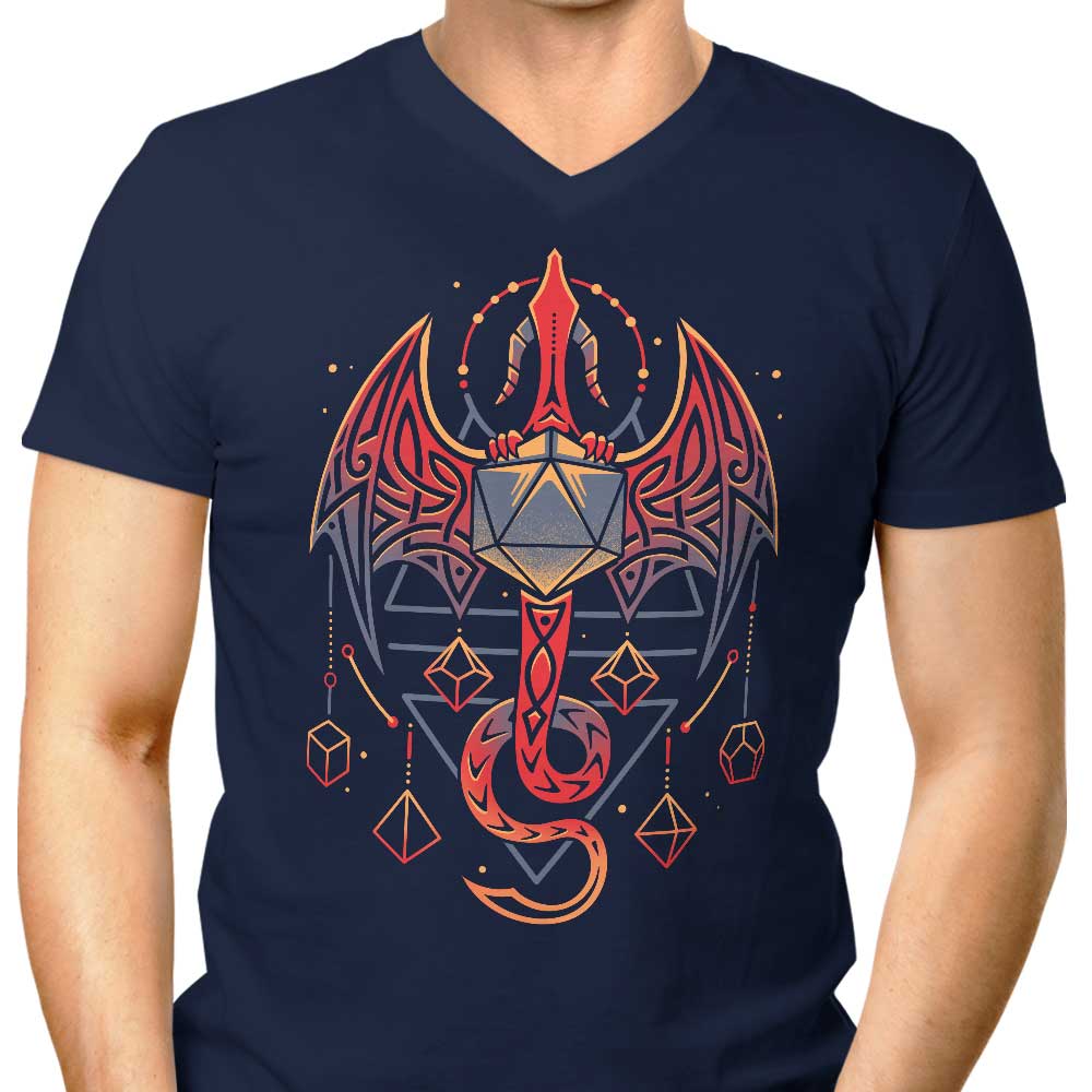 Men's Stylish V-Neck Celtic Dragon Dice T-Shirt