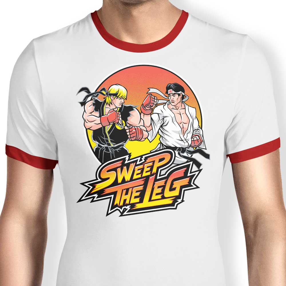 Stylish Ringer T-Shirt with 'Sweep the Leg' Print