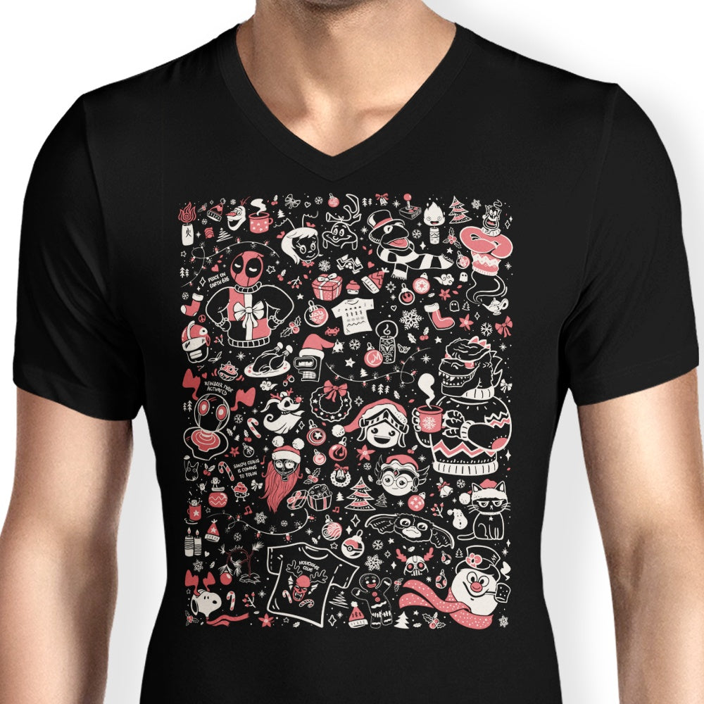 Men's V-Neck OUAT Doodles T-Shirts for December 2024