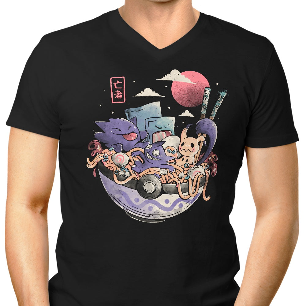 Men's Stylish V-Neck Ghost Bowl T-Shirt