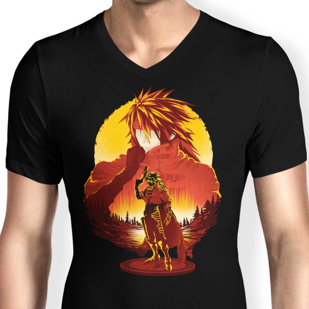 Stunning Crimson Sunset Men's V-Neck T-Shirt