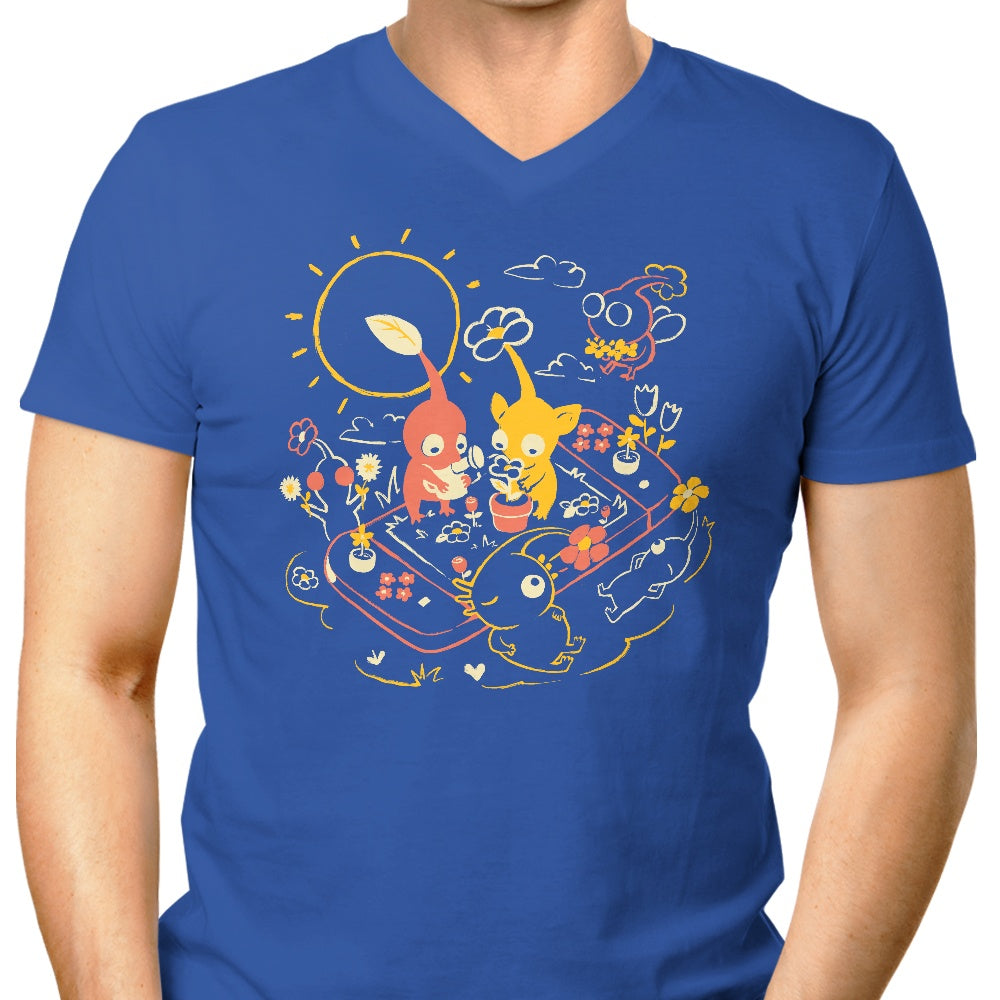 Elegant Men's V-Neck Tiny Garden T-Shirt