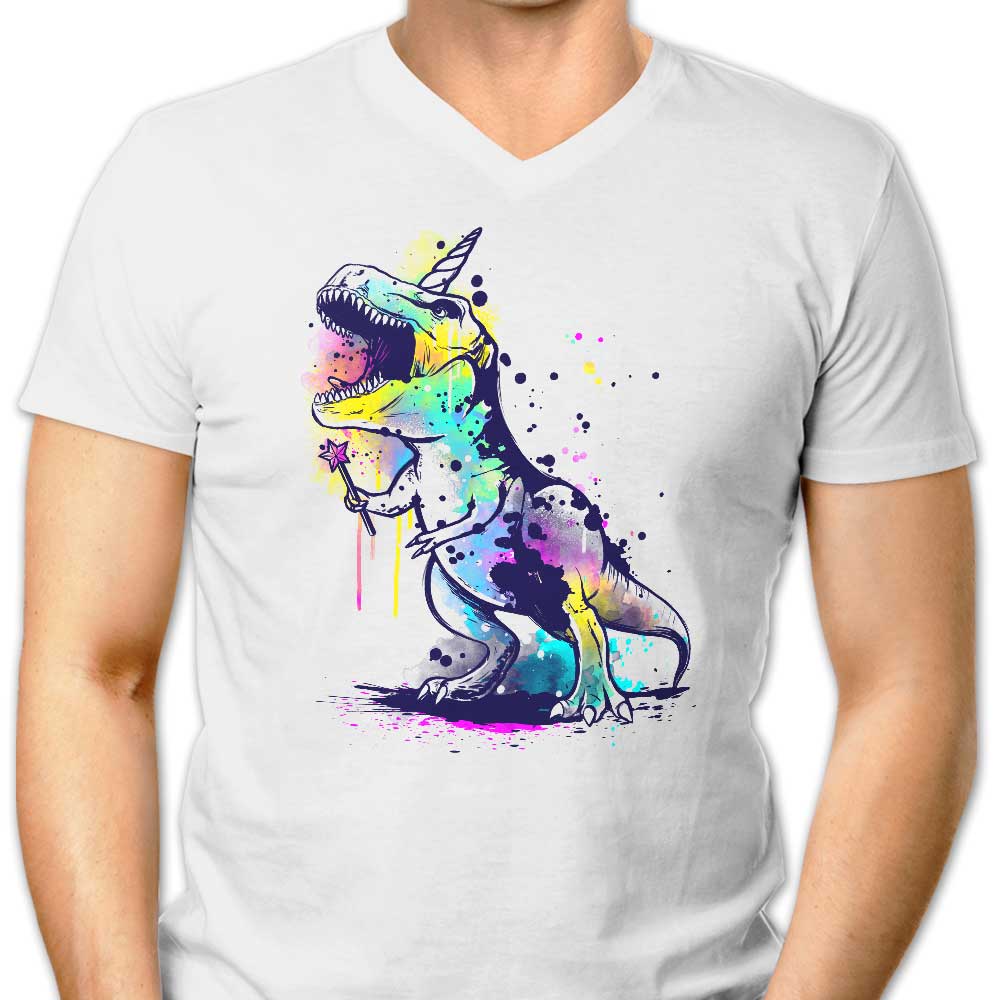 Stylish Men's V-Neck Unicornasaurus Rex T-Shirt
