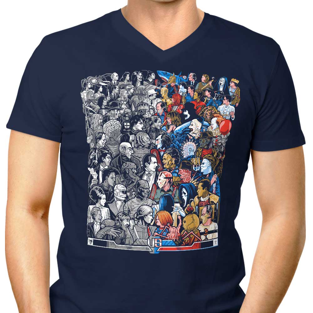 Grayscale vs. Grotesque Style Men's V-Neck T-Shirt