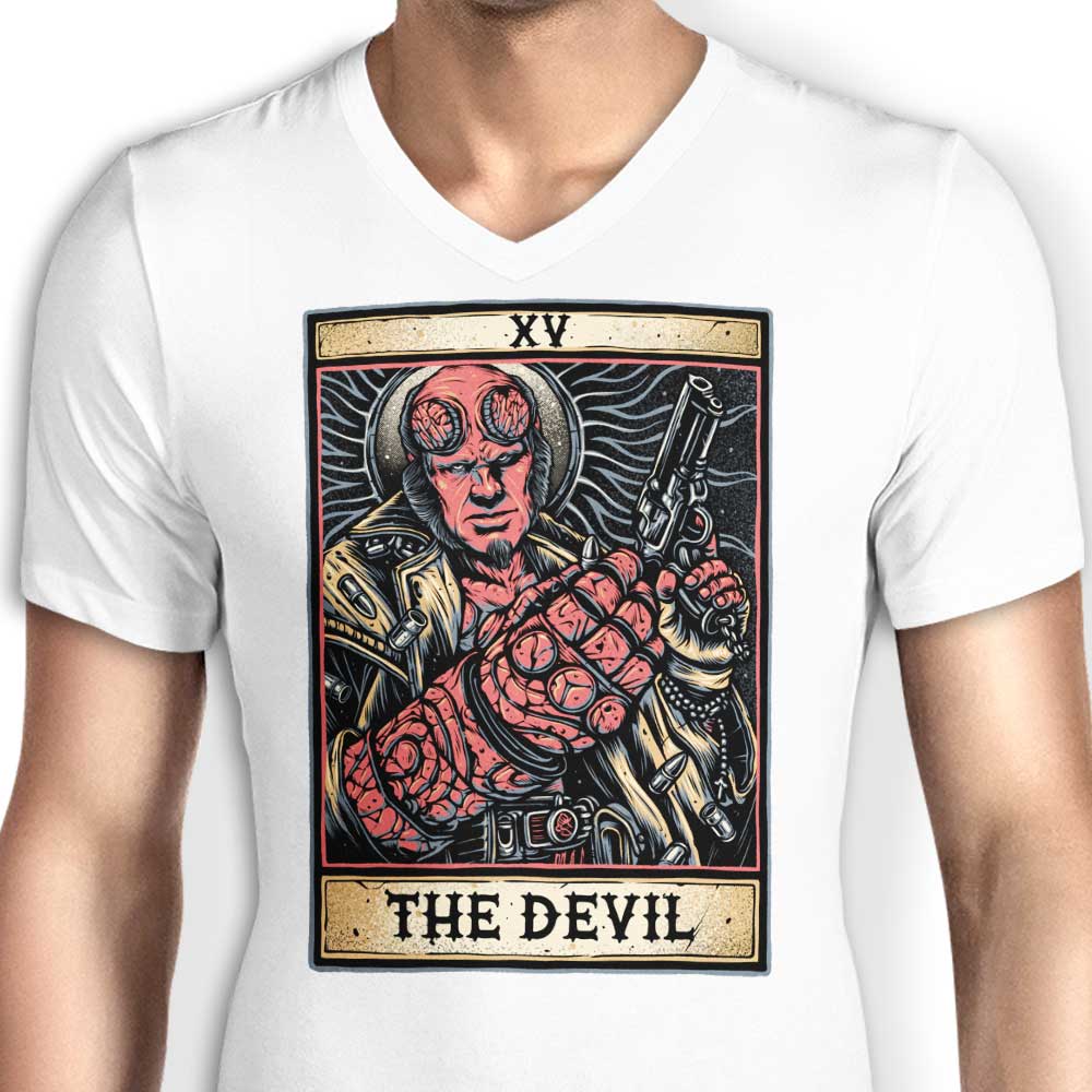 Men's V-Neck T-Shirt - XV: The Devil Design
