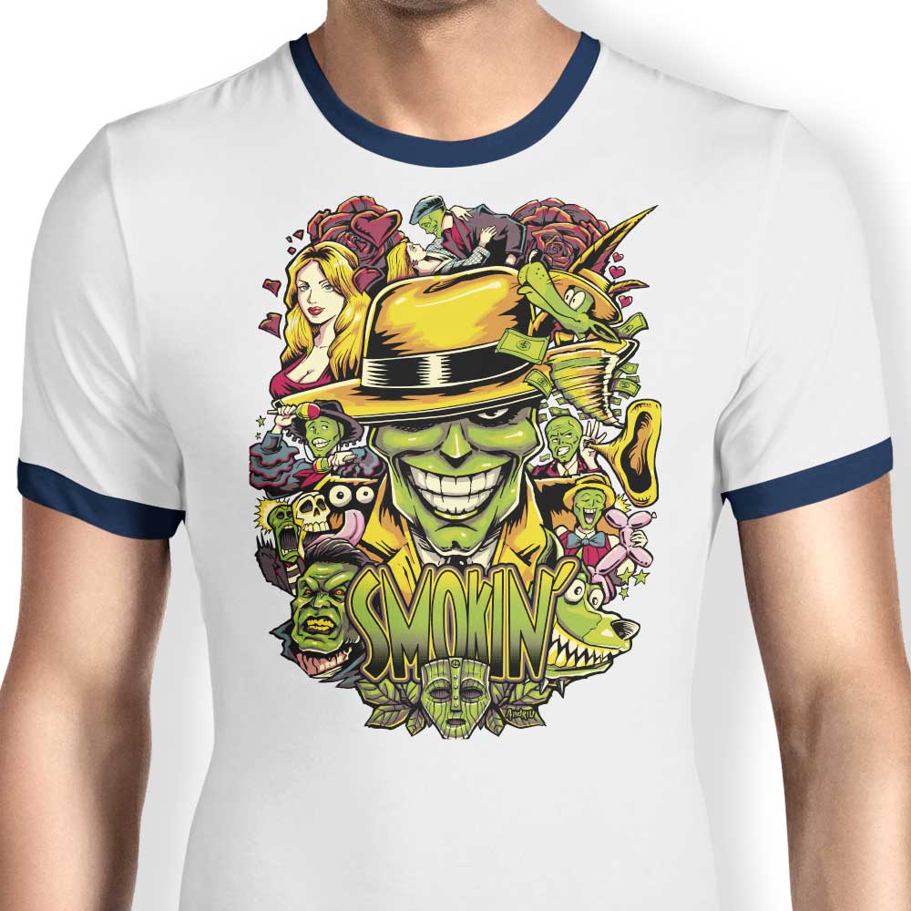 Cool Smokin' Men's Ringer Cotton T-Shirt in S - 4XL Sizes