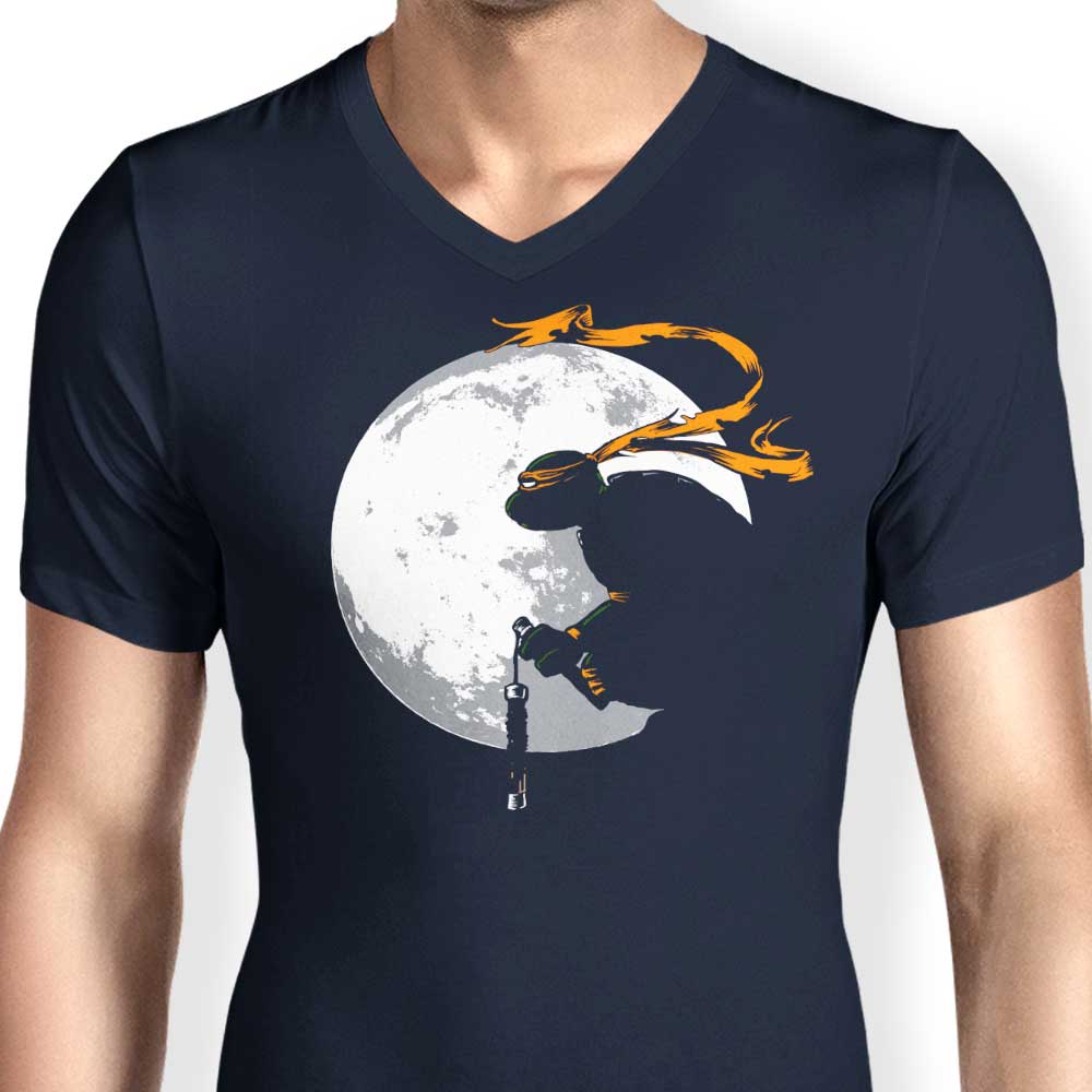 Men's Stylish V-Neck Moon Nunchaku T-Shirt