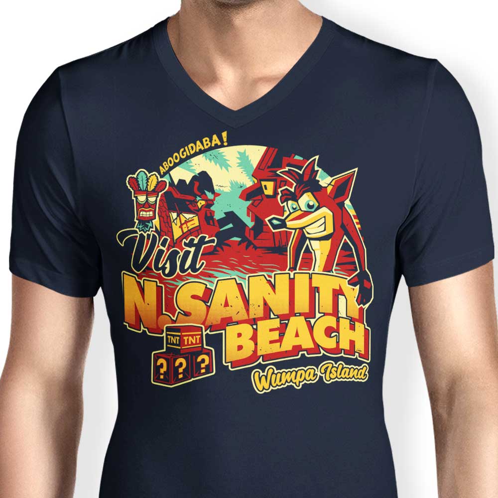 Men's V-Neck T-Shirt for Visiting N. Sanity Beach