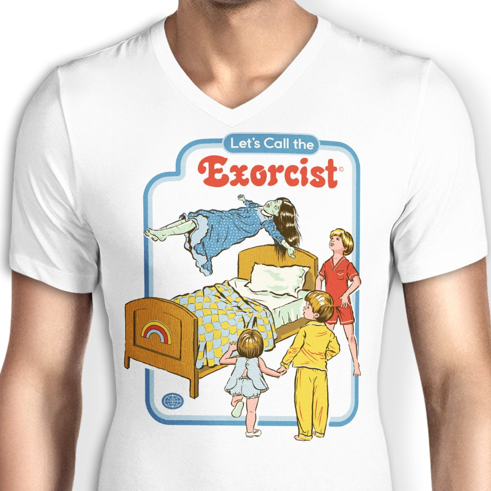 Men's Stylish V-Neck with 'Let's Call the Exorcist' Design
