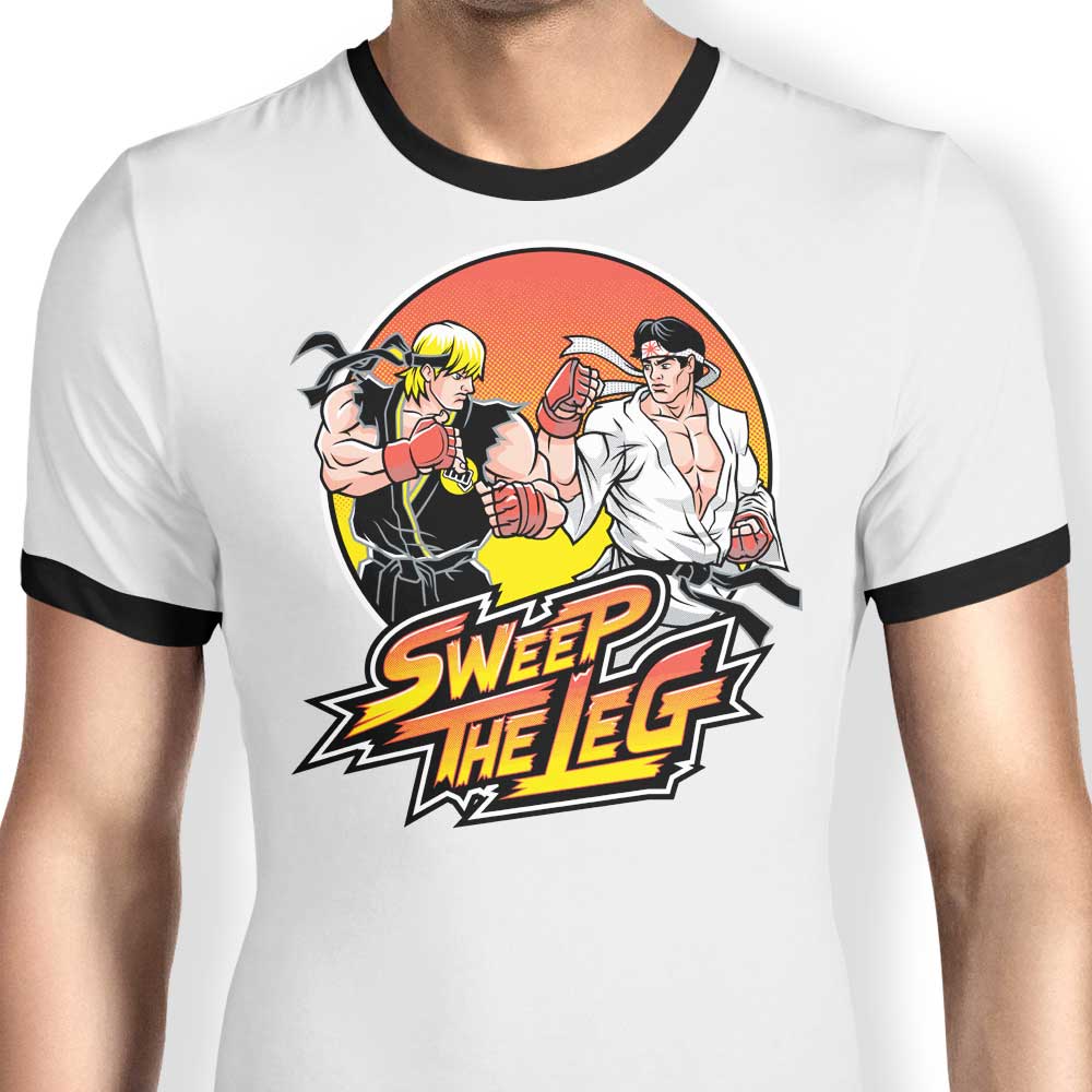 Stylish Ringer T-Shirt with 'Sweep the Leg' Print