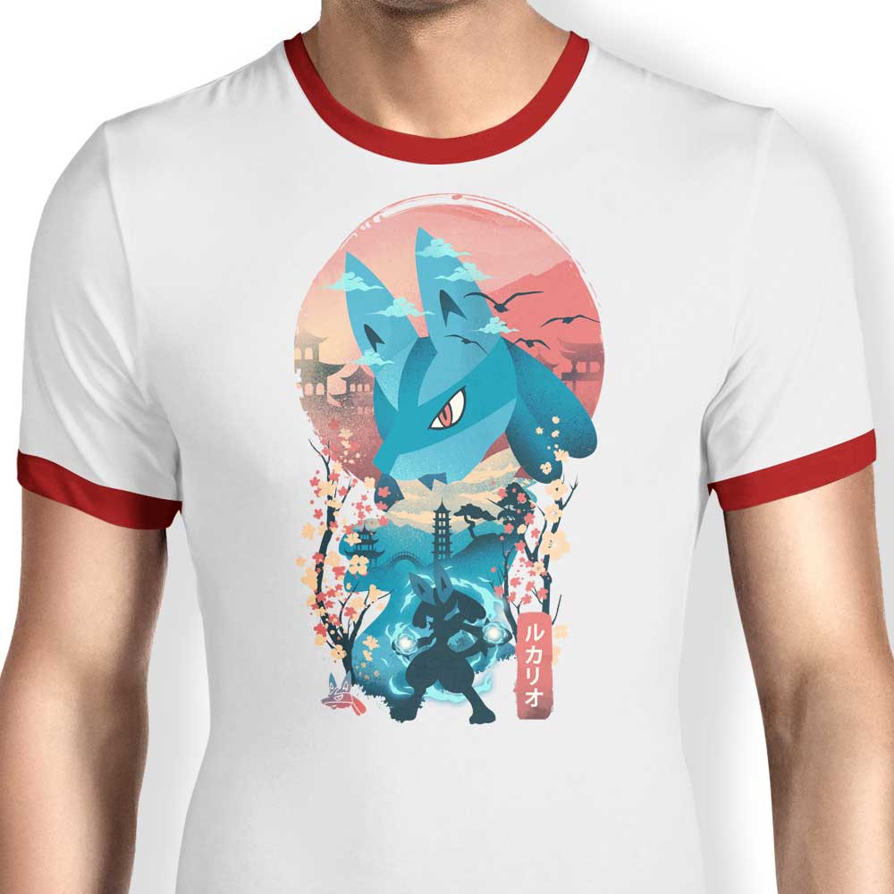 Exquisite Ukiyo - e Aura Inspired Ringer Style T - Shirt