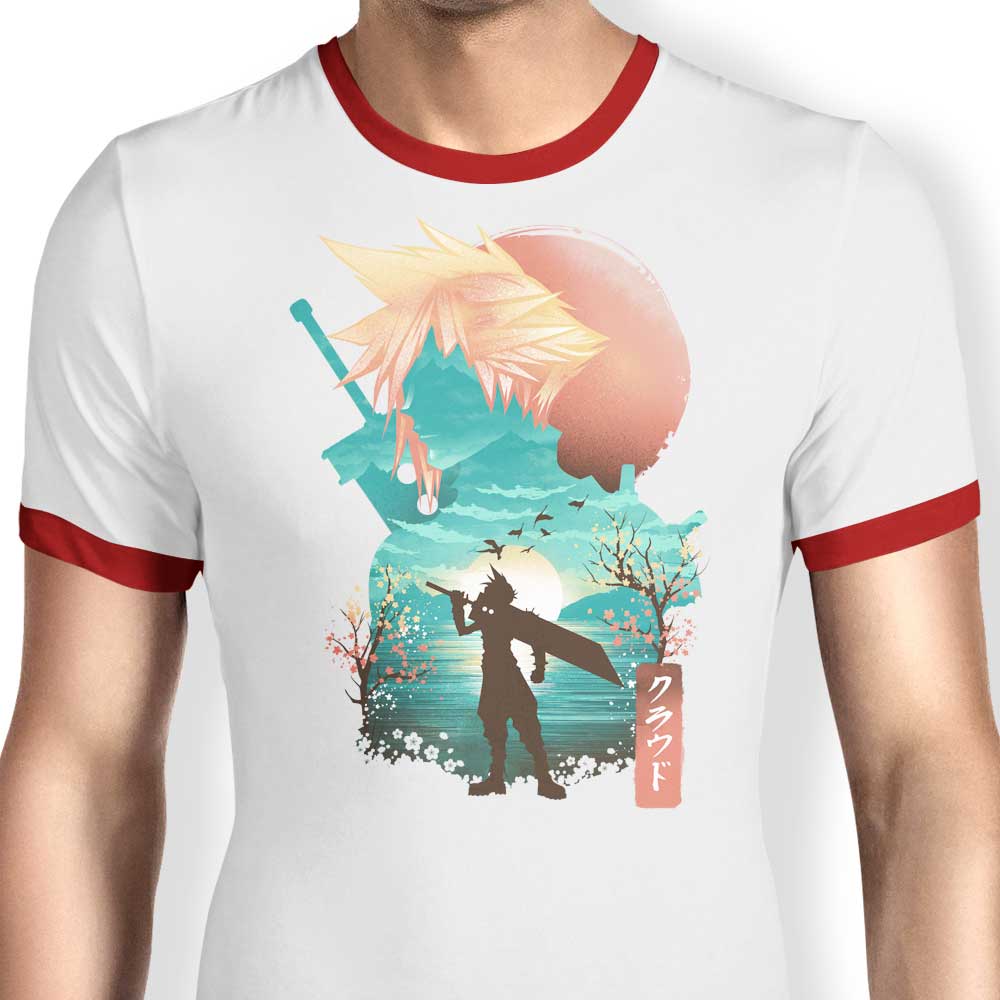 Dandingeroz Cloud Ukiyo-e Men's Comfortable Ringer T-Shirt in S - 4XL