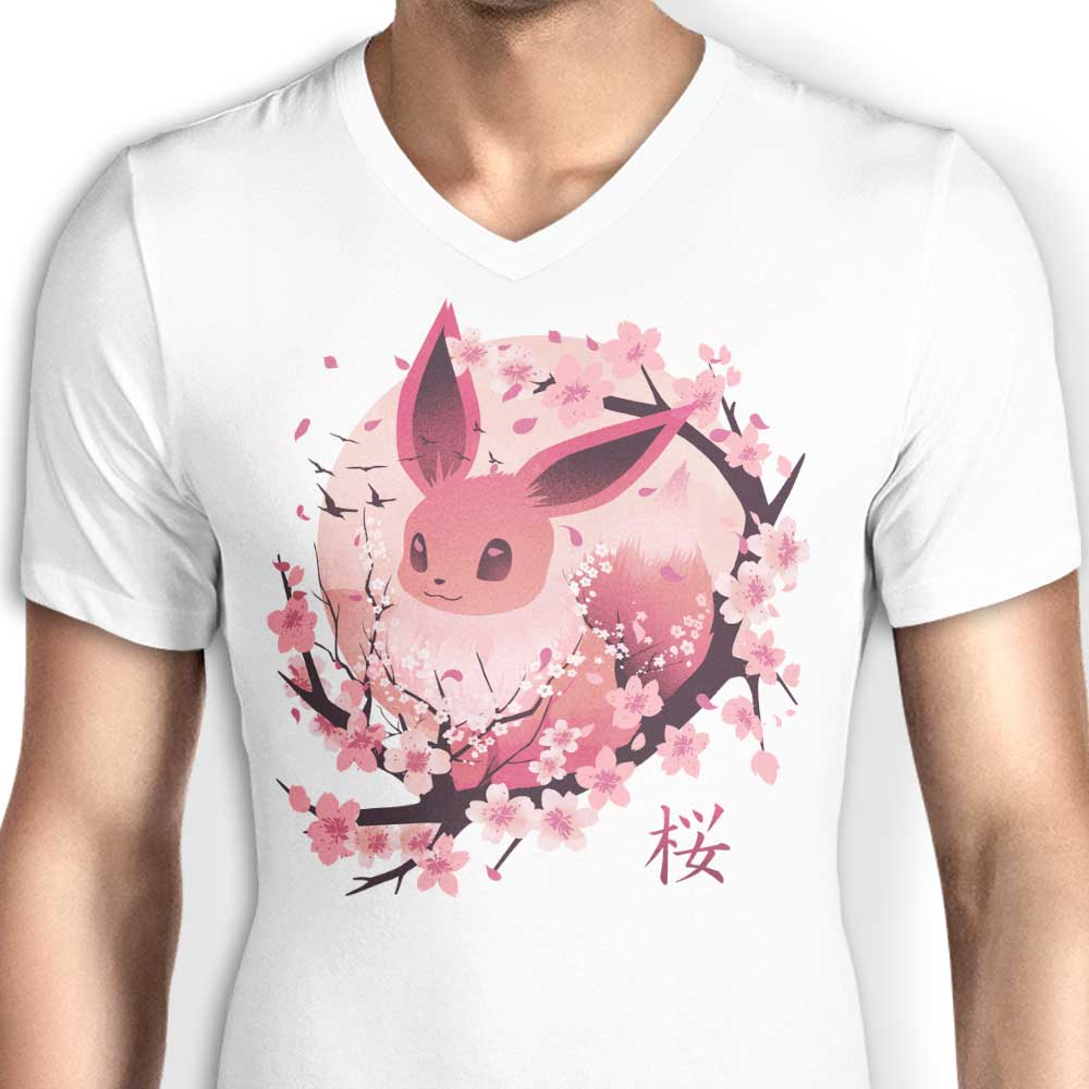 Stylish Men's Sakura Eevee V-Neck T-Shirt