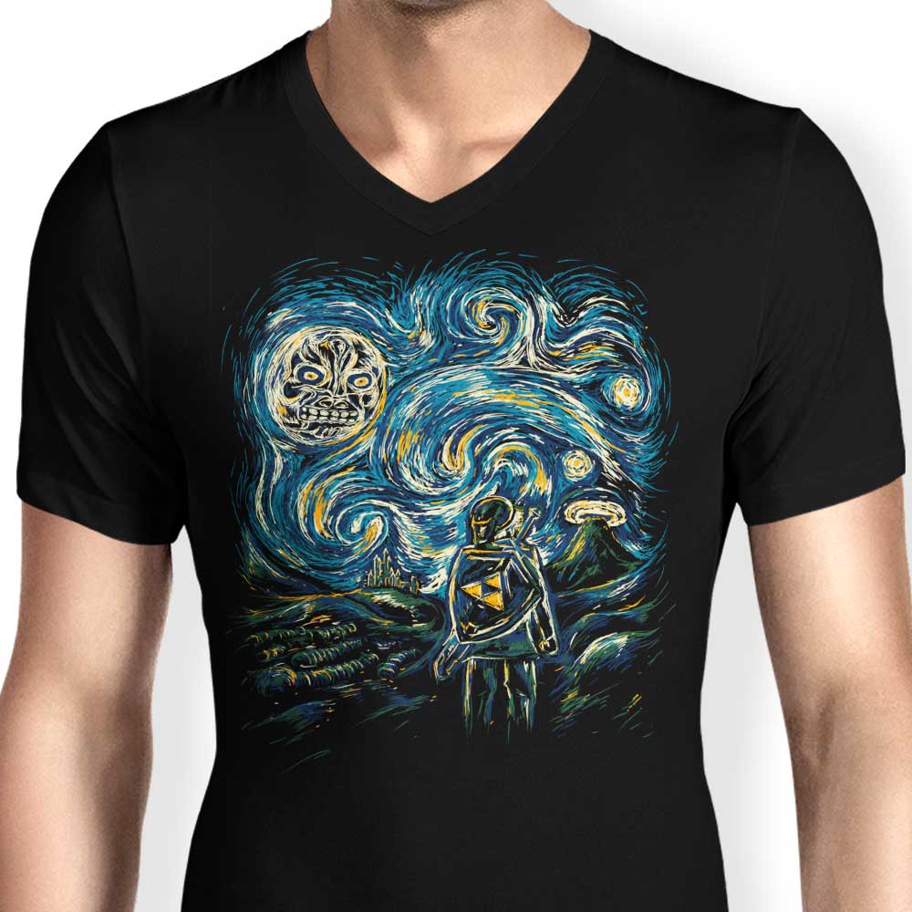 Stylish Men's V-Neck T-Shirt - Hylian Night Collection
