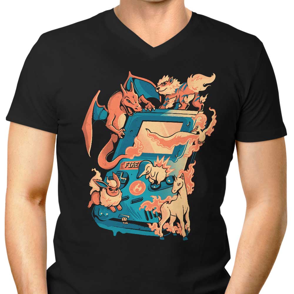 Arigatees' Men's Stylish V-Neck Fire Game T-Shirt