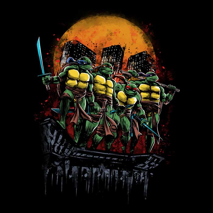 Stylish Ringer T-Shirt Featuring 'Turtles on the Roof' Design