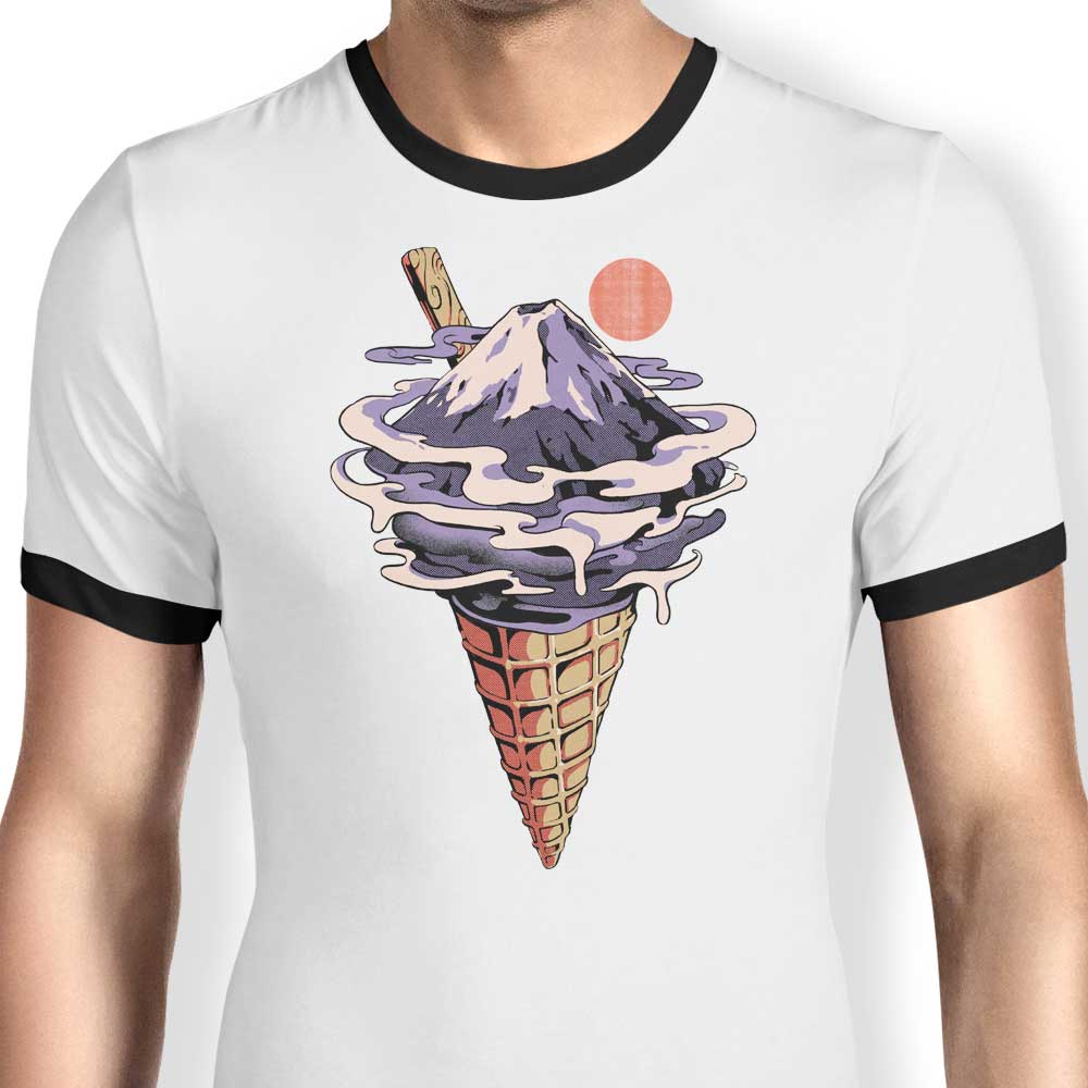 Ilustrata's Fuji Ice Cream-themed Men's Ringer Style T-Shirt