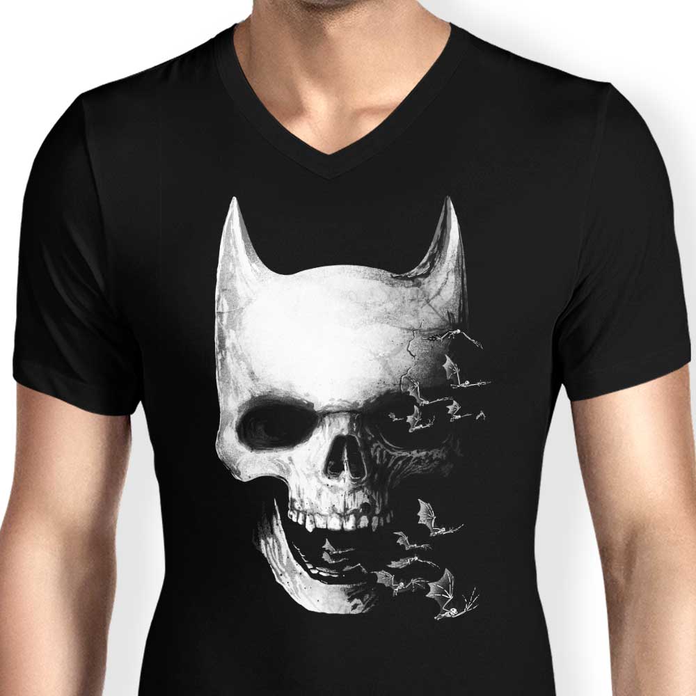 Alemaglia Men's Stylish V-Neck Bat Skull T-Shirt