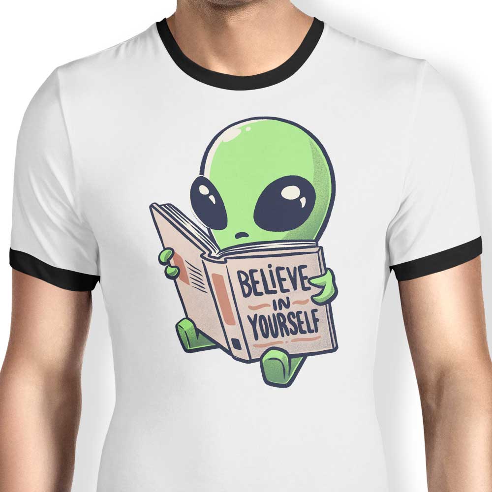 Inspiring 'Believe in Yourself' Men's Ringer Cotton T-Shirt