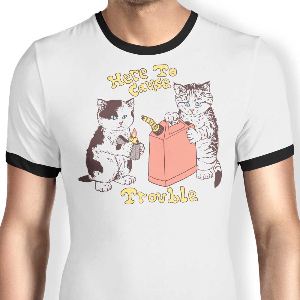 Hillary White's Troublemaker Ringer T-Shirt for Men in S - 4XL