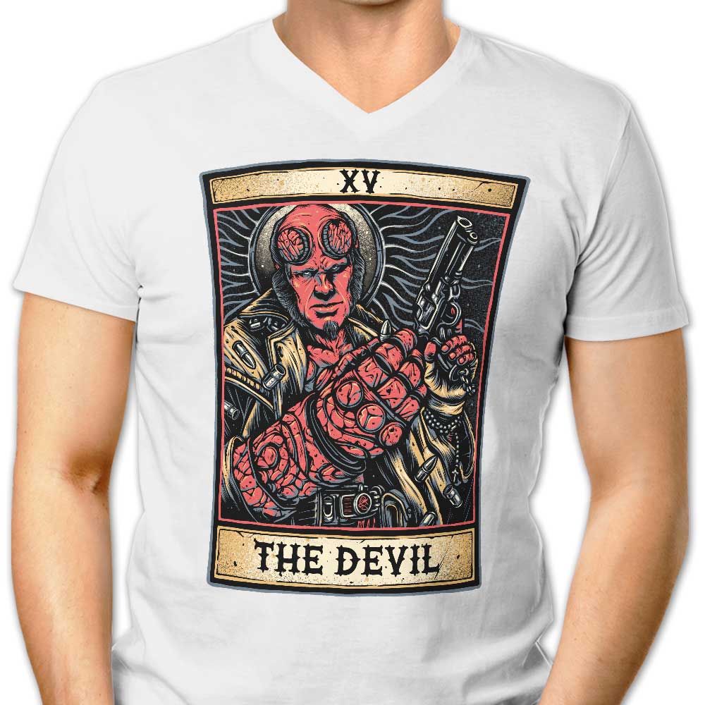 Men's V-Neck T-Shirt - XV: The Devil Design