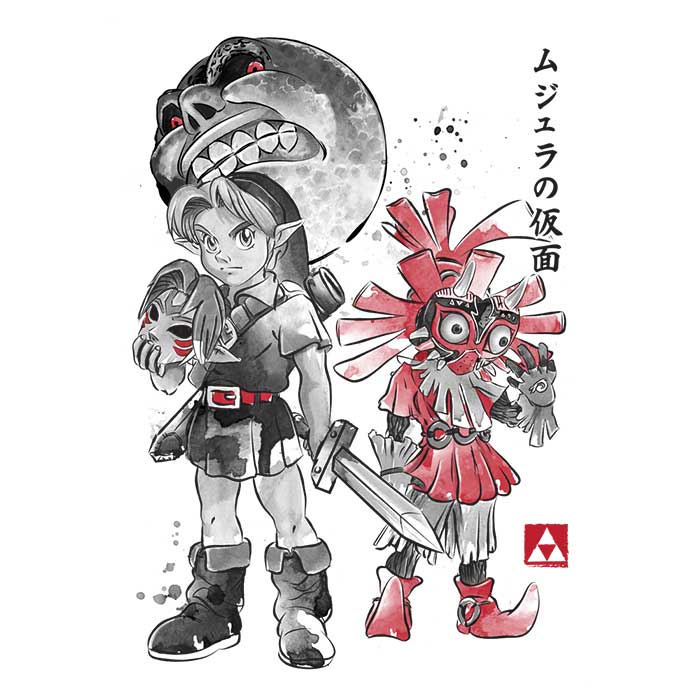 Dr. Monekers' Majora's Sumi-e Men's 100% Cotton Ringer T - Shirt