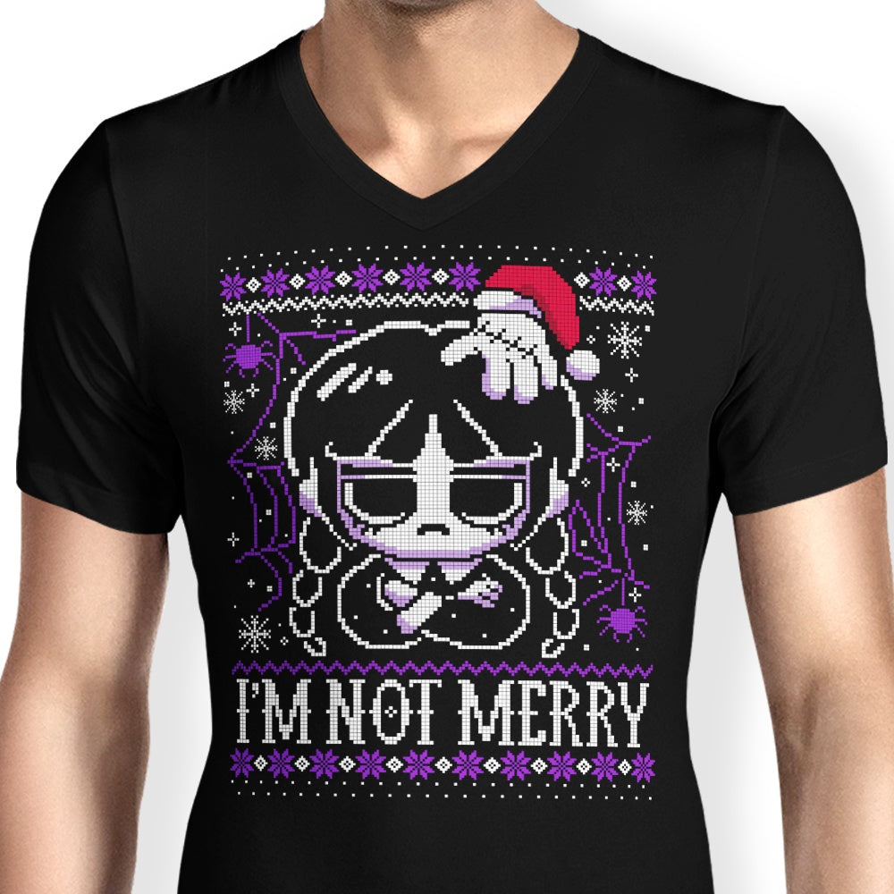 Men's Stylish V-Neck T-Shirt with 'I'm Not Merry' Print