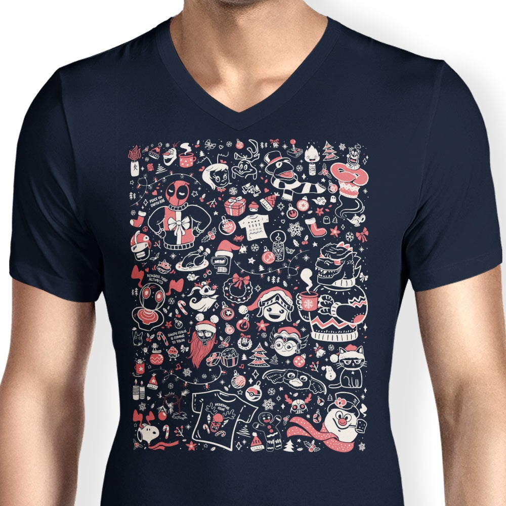 Men's V-Neck OUAT Doodles T-Shirts for December 2024