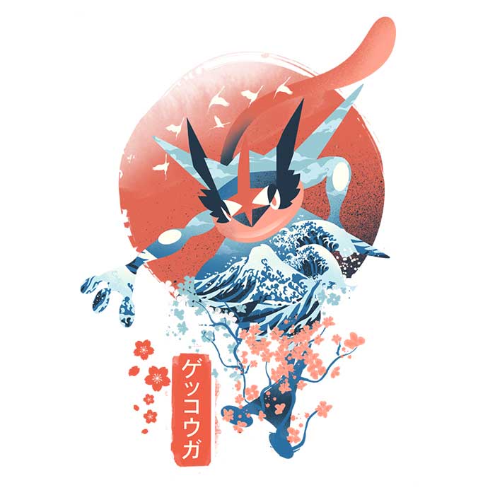 Dandingeroz Ukiyo Water Men's 100% Cotton Ringer T-Shirt, S - 4XL Sizes