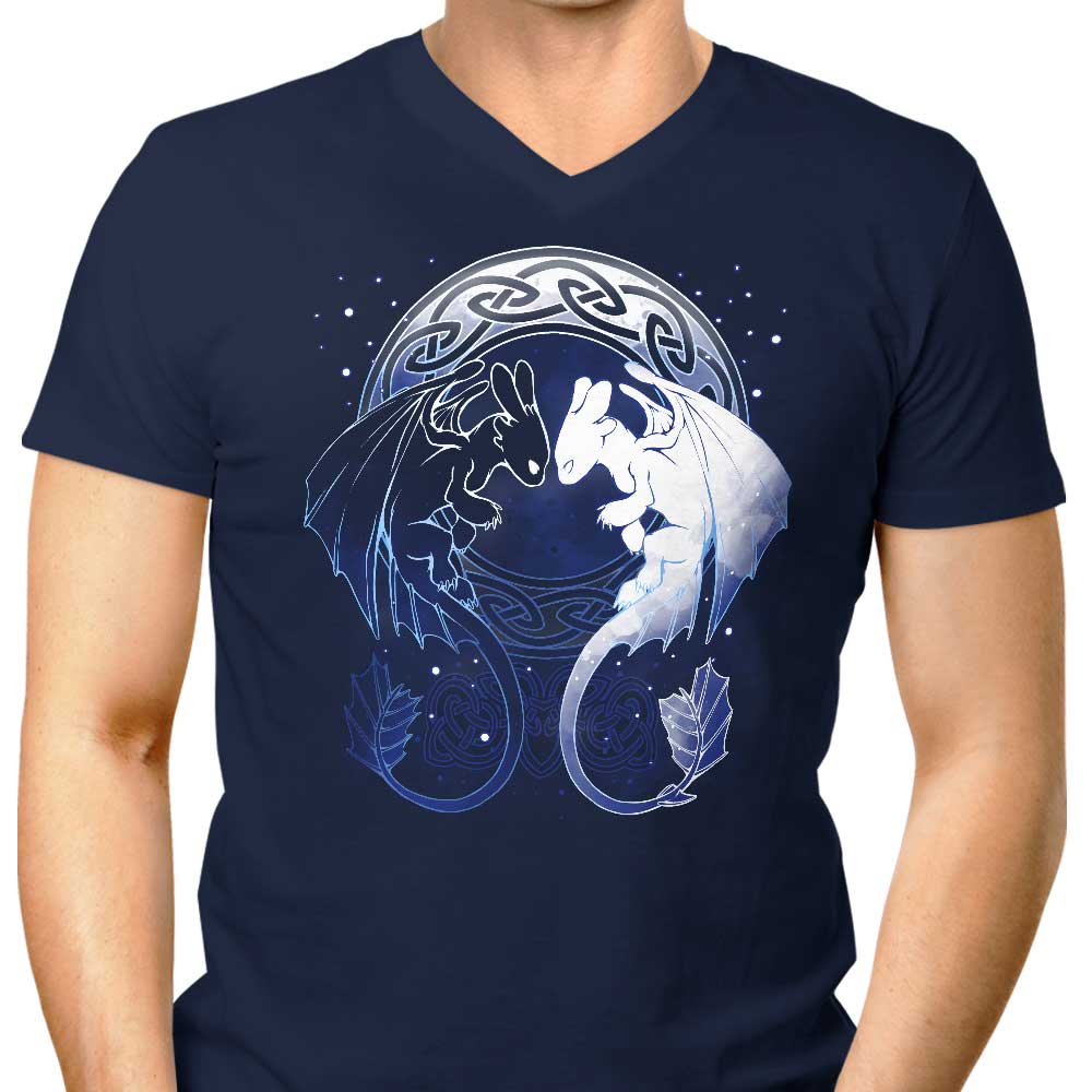 xMorfina Men's Stylish V-Neck with Two Dragons Design