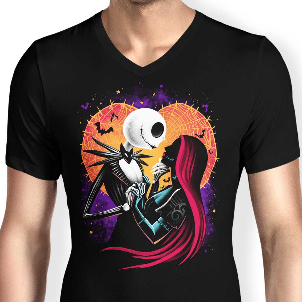 Men's V-Neck T-Shirt - 'True Love Never Dies' Design