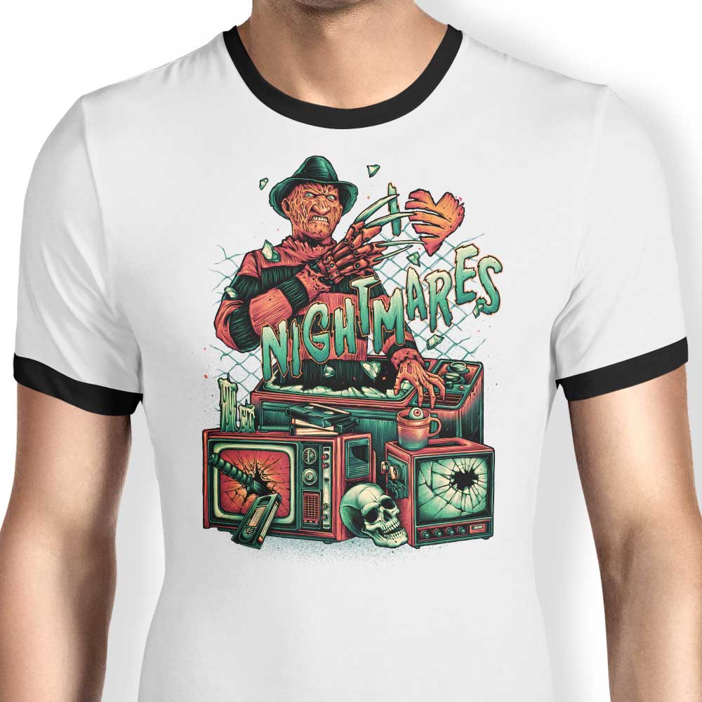 Glitchygorilla's Cool 'I Heart Nightmares' Men's Ringer T - Shirt in S - 4XL