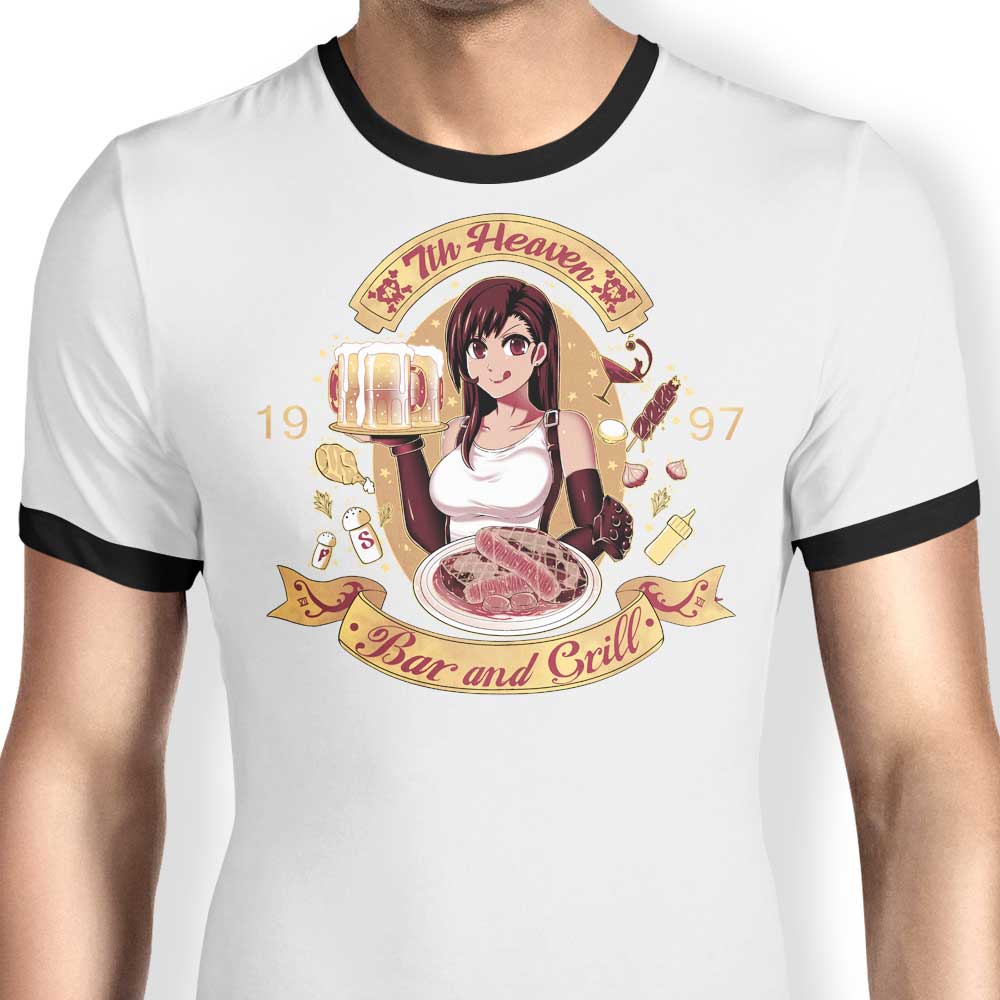 Coinbox Tees 7th Heaven Bar and Grill Men's Ringer T - Shirt in S to 4XL Sizes