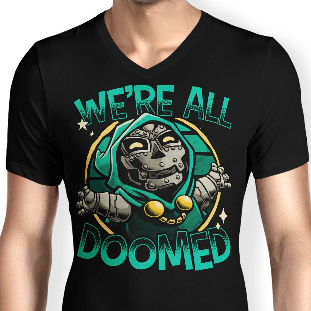 Men's V-Neck T-Shirt with the 'We're All Doomed' Slogan
