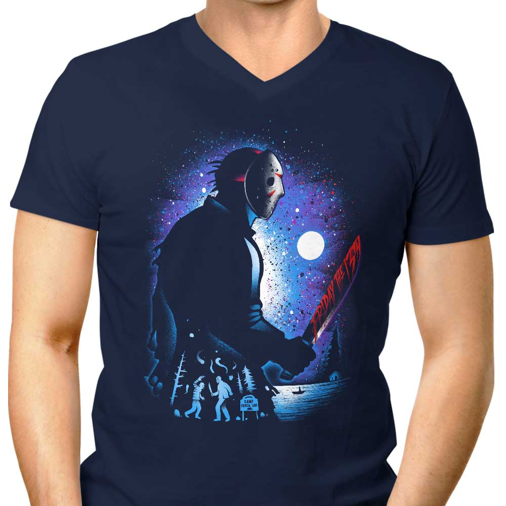 Alemaglia Men's Horror-themed V-Neck Hockey T-shirt
