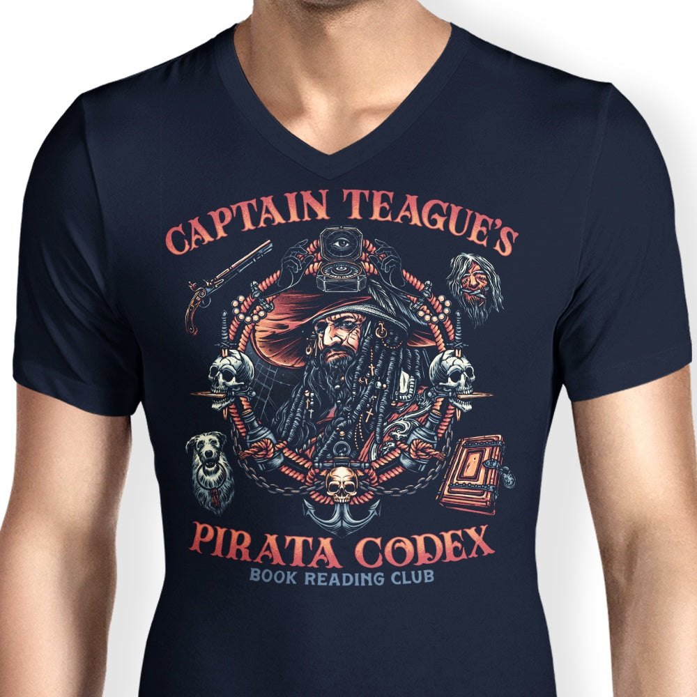 Men's Stylish V-Neck Pirata Codex T-Shirt