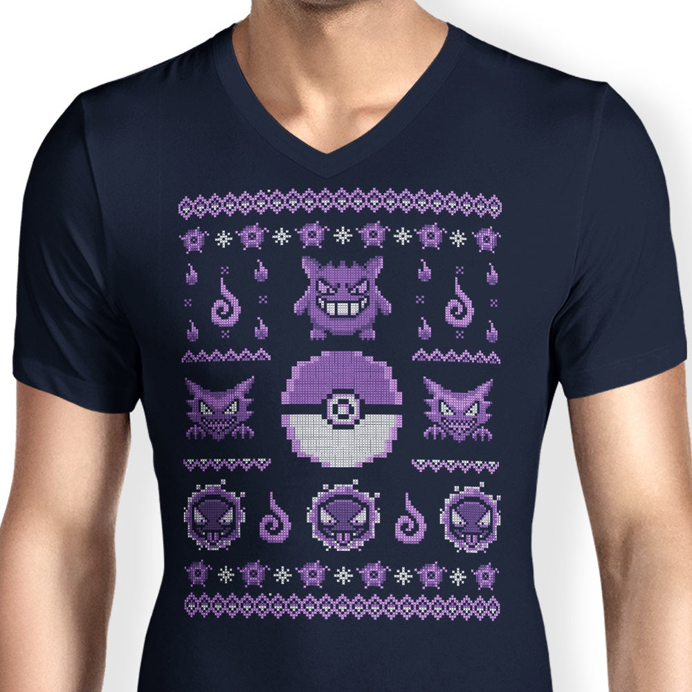 Men's Stylish V-Neck Ghost Trainer Sweater by Typhoonic Art