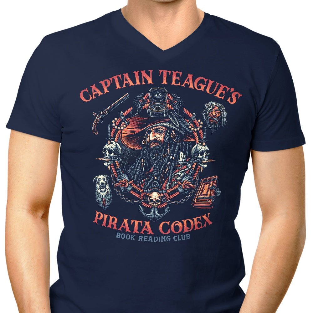 Men's Stylish V-Neck Pirata Codex T-Shirt