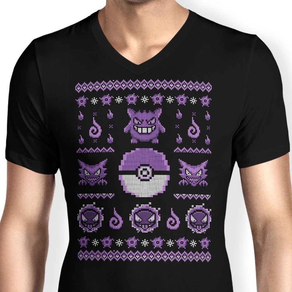 Men's Stylish V-Neck Ghost Trainer Sweater by Typhoonic Art