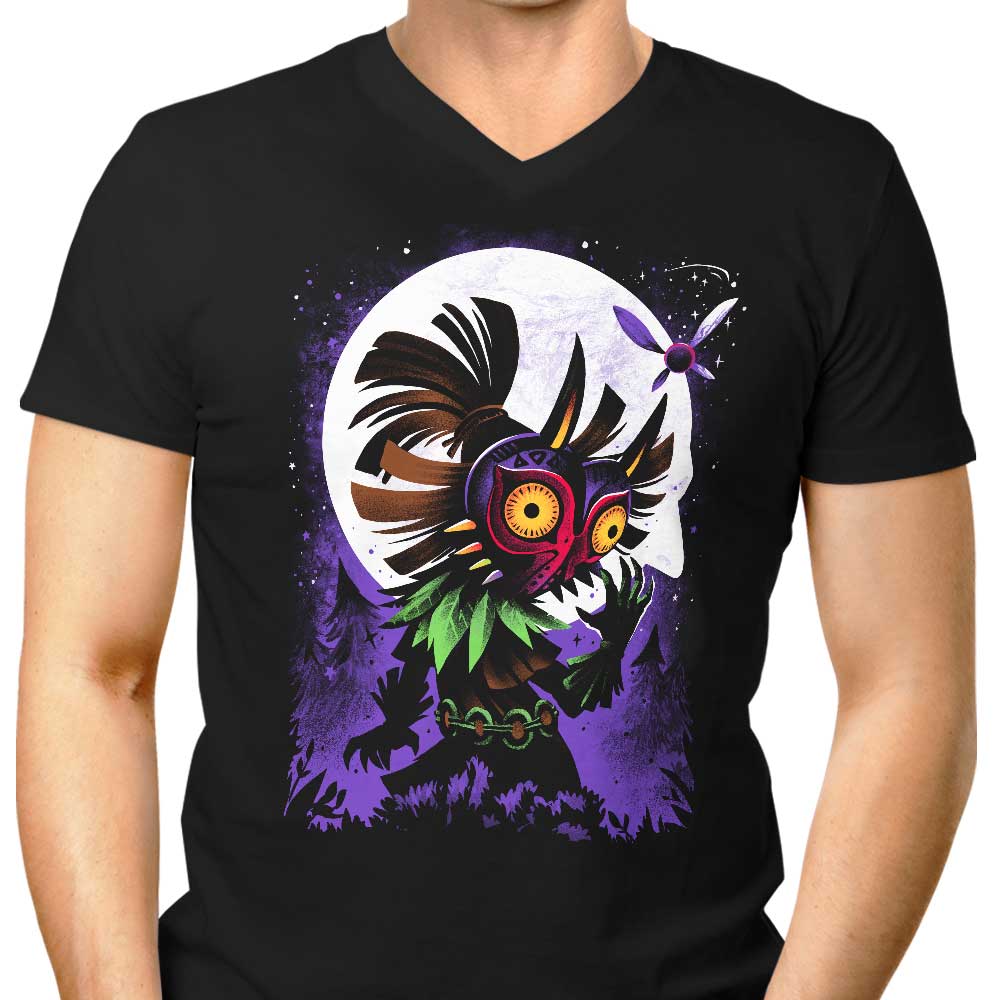 Men's V-Neck T-Shirt: The Mysterious Masked Sorcerer Design