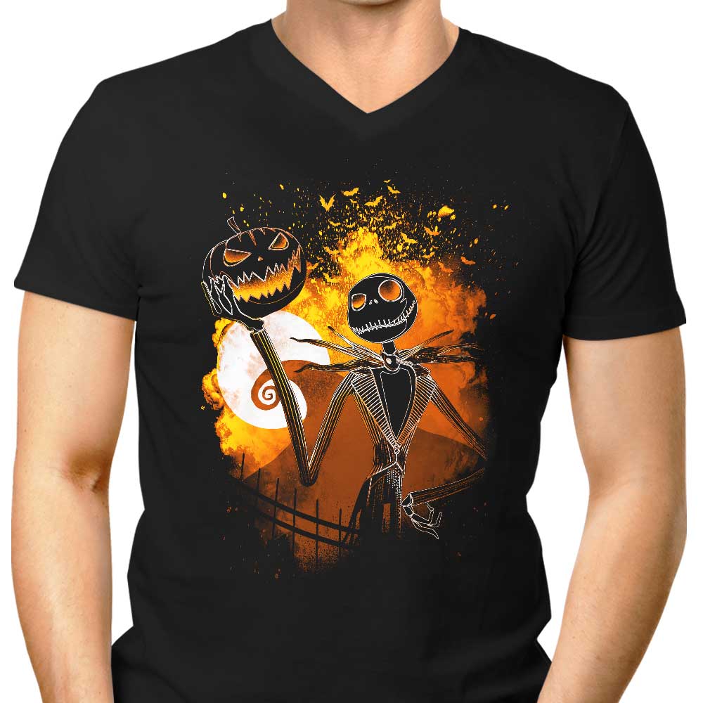 Men's Stylish V-Neck T-shirt with the Soul of the Pumpkin King