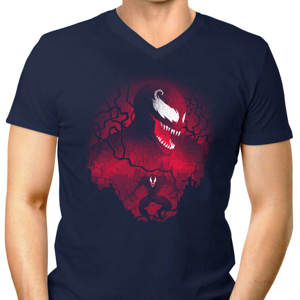 Men's Stylish Red Symbiote V-Neck T-Shirt