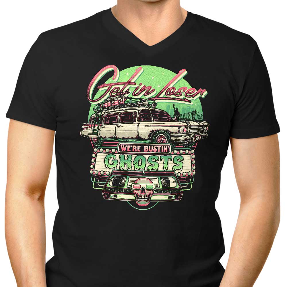 Men's Stylish V-Neck T-Shirt - 'We're Chasing Ghosts'